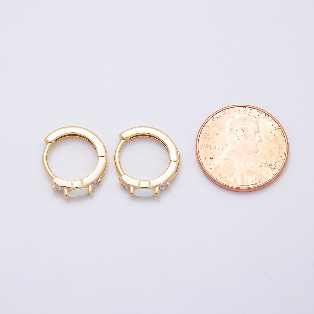 14K Gold Filled 13mm Clear CZ White Opal Cartilage Huggie