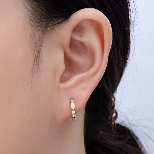 14K Gold Filled 13mm Clear CZ White Opal Cartilage Huggie