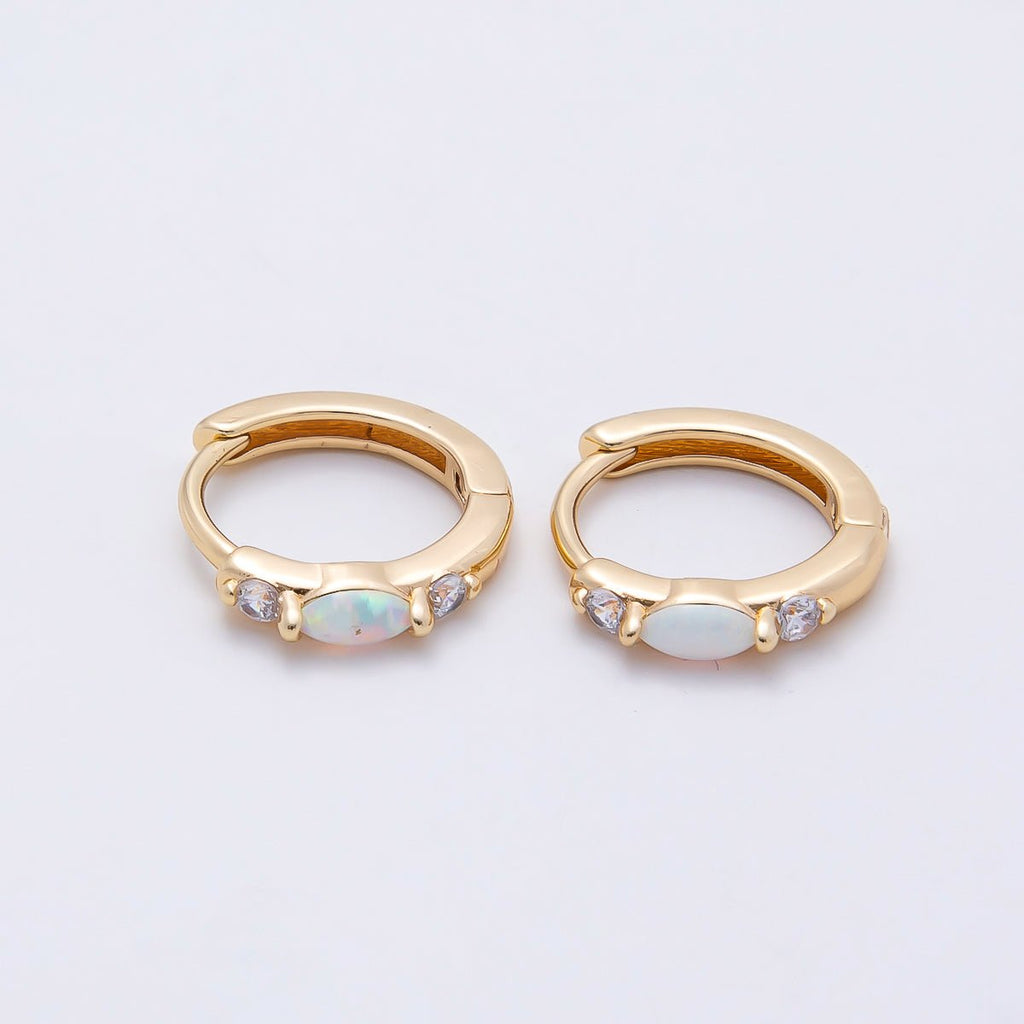 14K Gold Filled 13mm Clear CZ White Opal Cartilage Huggie
