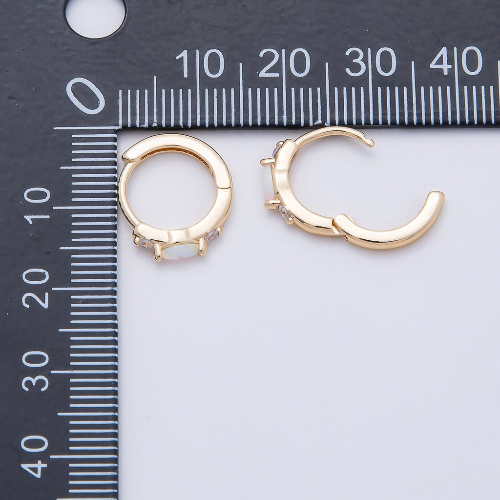 14K Gold Filled 13mm Clear CZ White Opal Cartilage Huggie