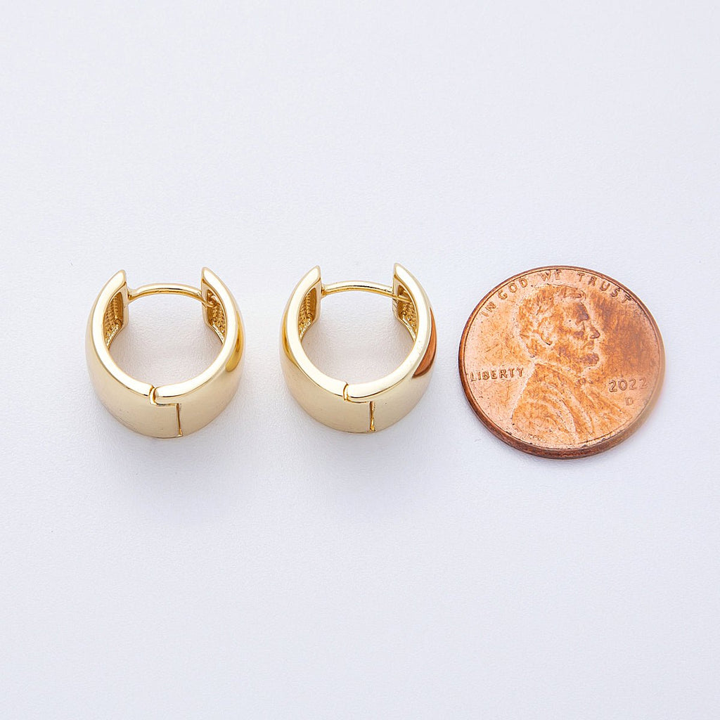 14K Gold Filled 14.5mm Wide Chubby Minimalist Hoops Earrings