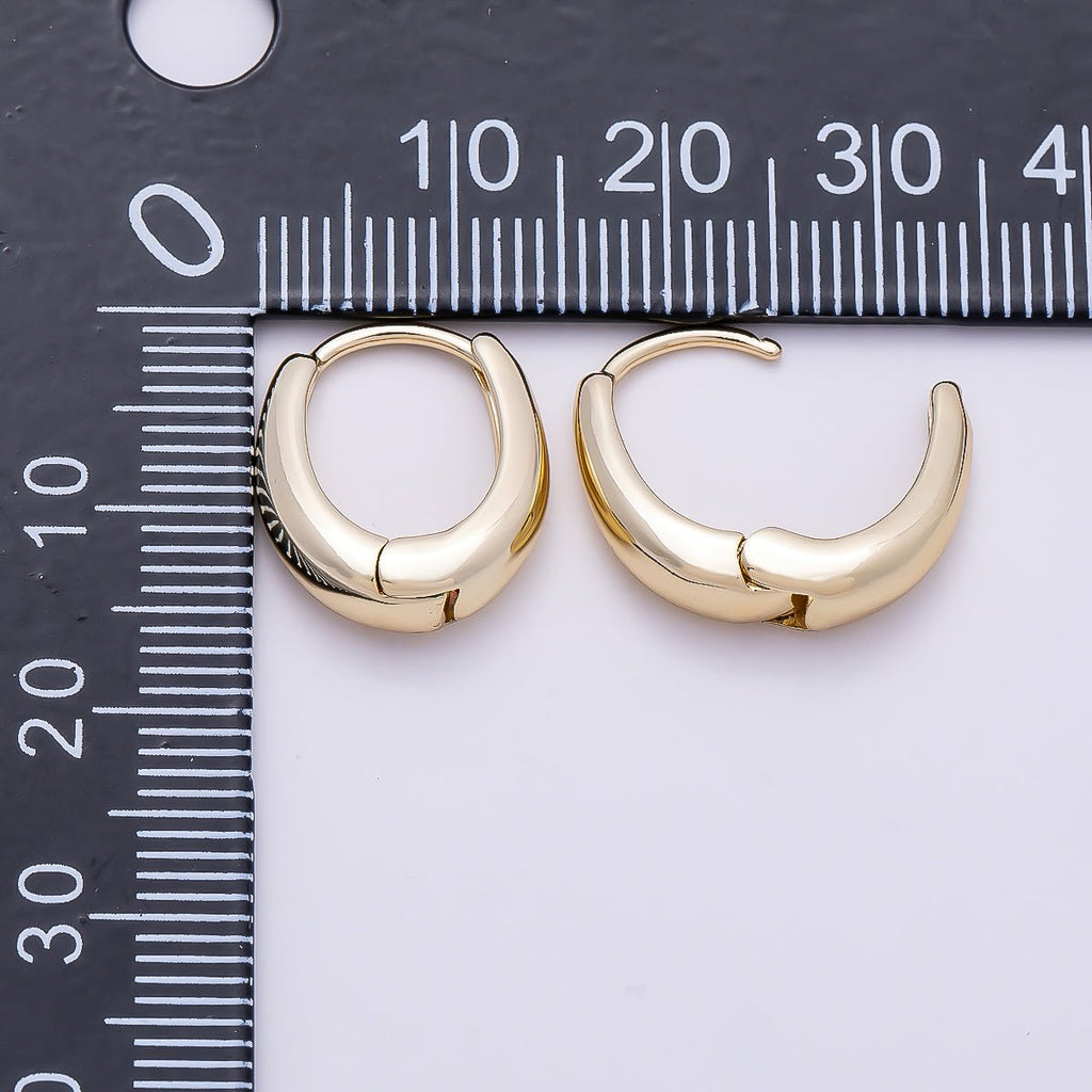 14K Gold Filled 16mm Minimalist Dome U-Shaped Oblong Hoop | Earrings-00698