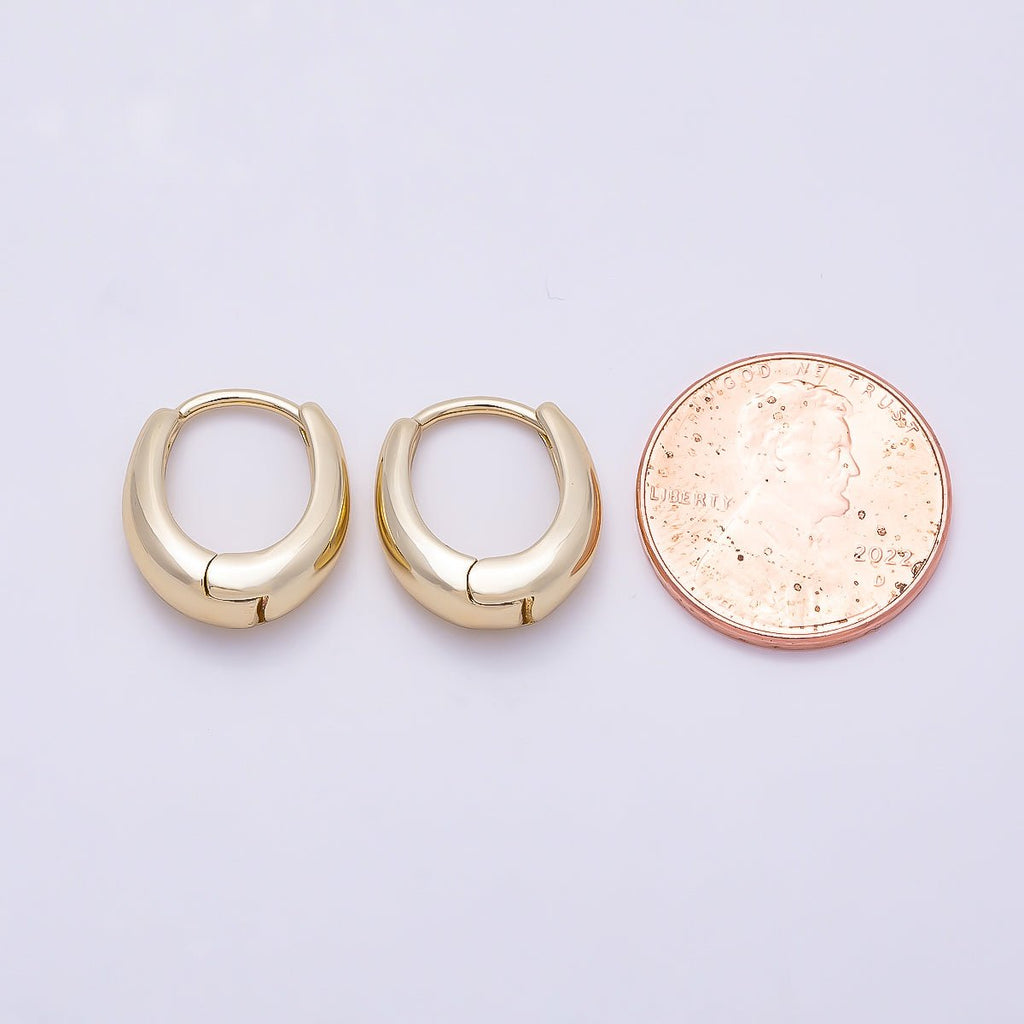 14K Gold Filled 16mm Minimalist Dome U-Shaped Oblong Hoop | Earrings-00698