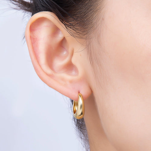 14K Gold Filled 18mm Minimalist Dome Huggie Hoop Earrings
