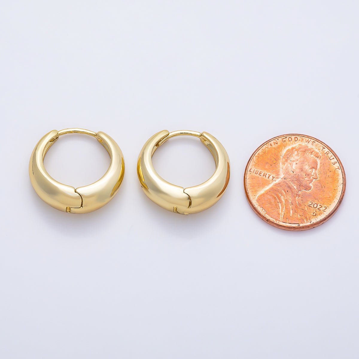 14K Gold Filled 18mm Minimalist Dome Huggie Hoop Earrings