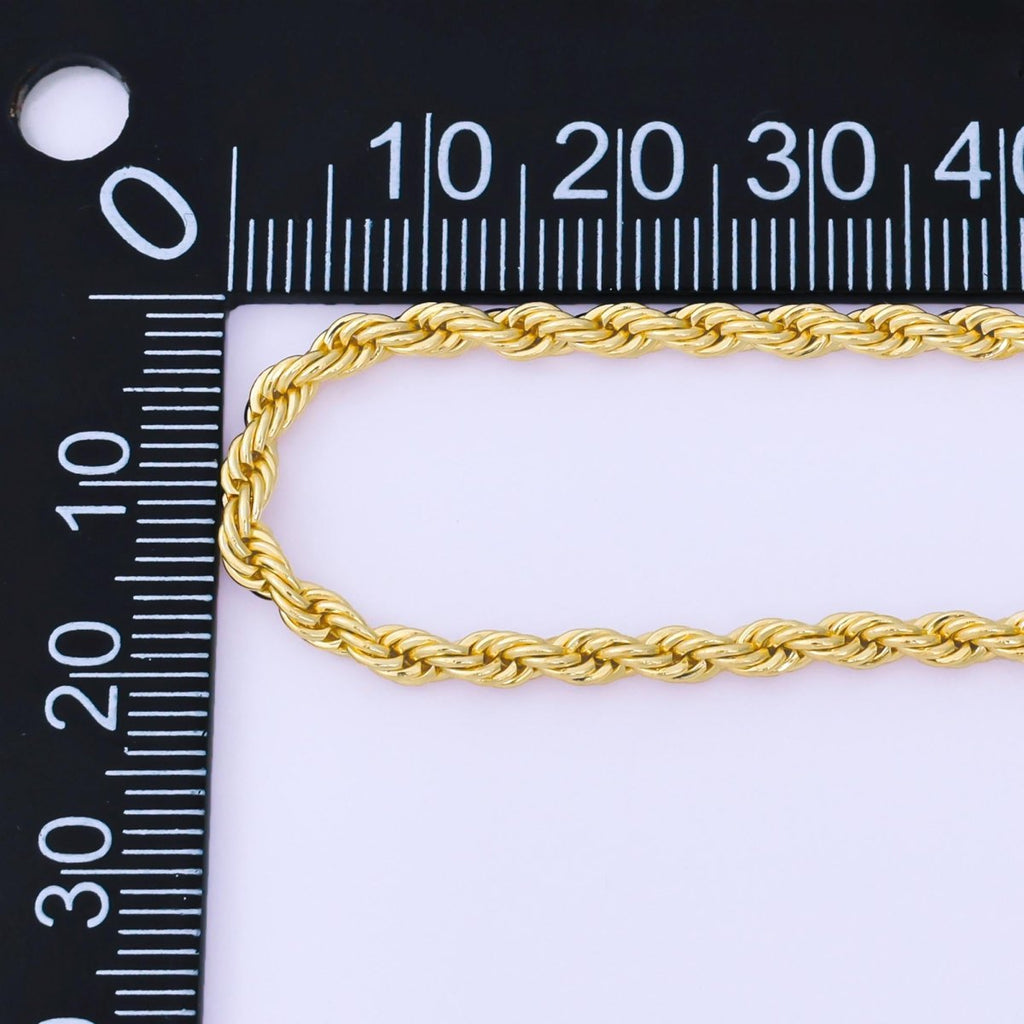 14K Gold Filled 3mm Rope Chain 18.5 Inch Necklace w. Extender