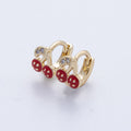 14K Gold Filled 9mm Cherry Fruit Enamel Micro Paved Huggie Earrings