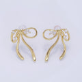 14K Gold Filled CZ Coquette Ribbon Tied Bow Stud Earrings