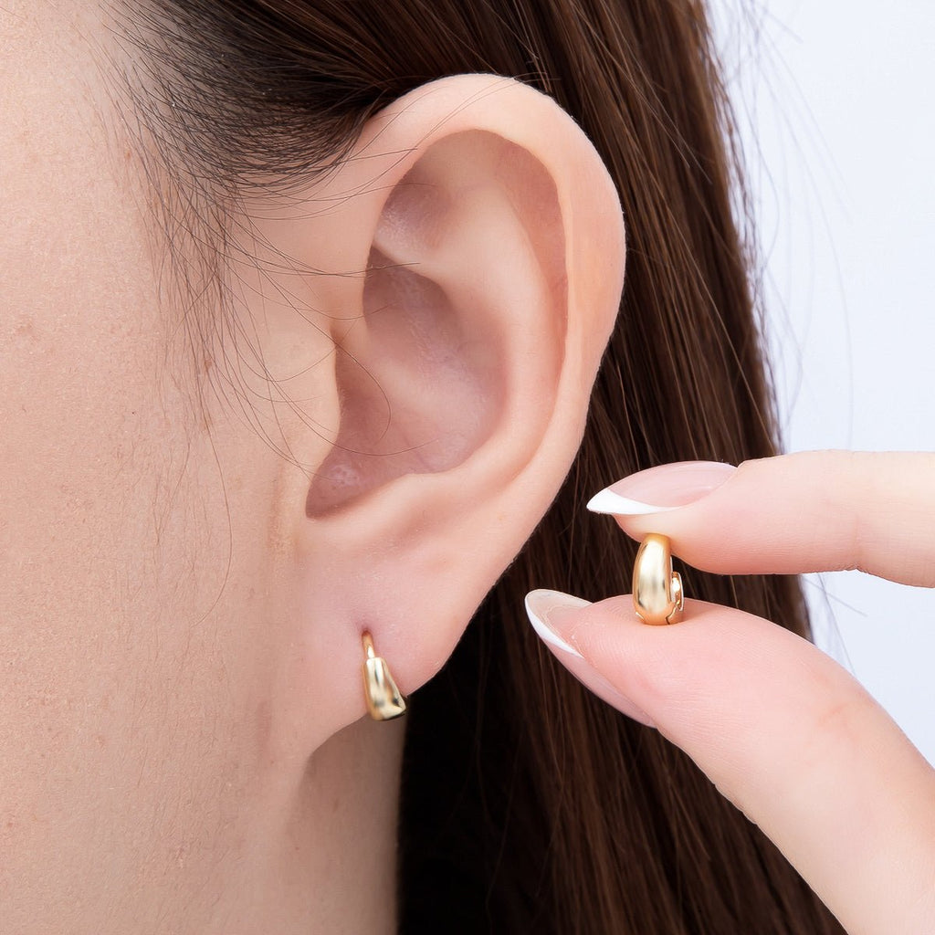 16K Gold Filled 10mm Dome Minimalist Huggie Hoop