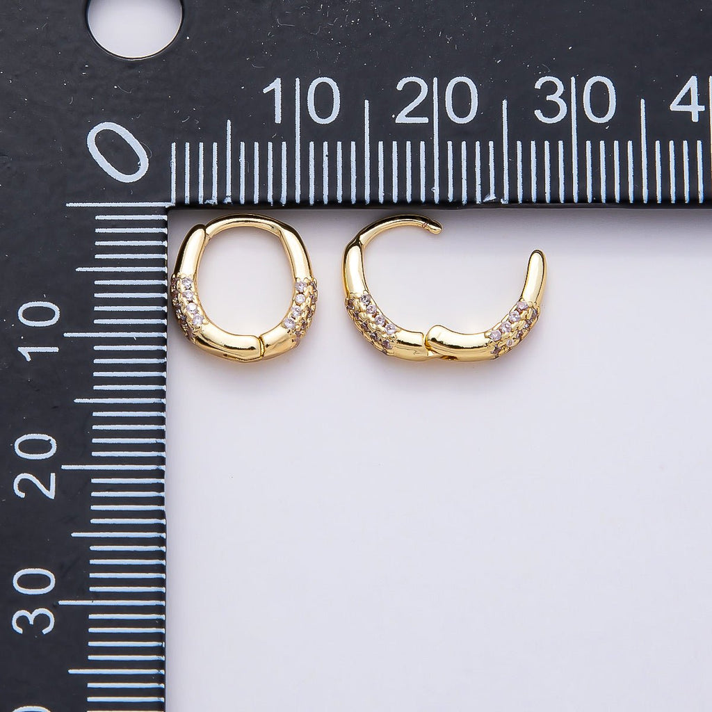 16K Gold Filled 10mm Micro Paved CZ Oval Cartilage Huggie Earrings