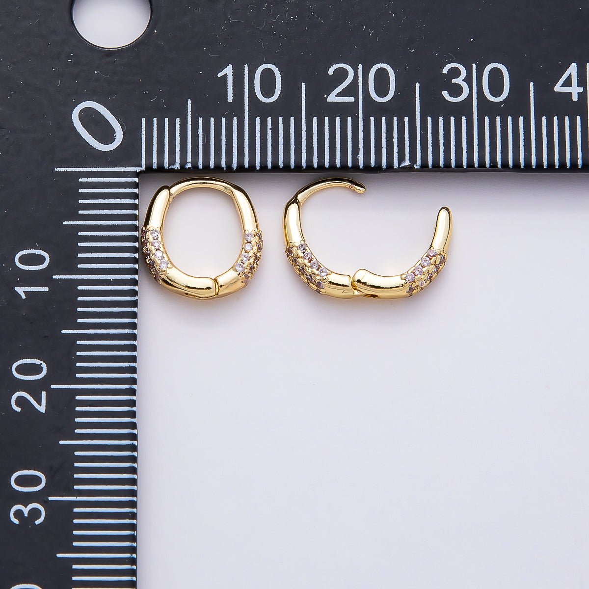 16K Gold Filled 10mm Micro Paved CZ Oval Cartilage Huggie Earrings
