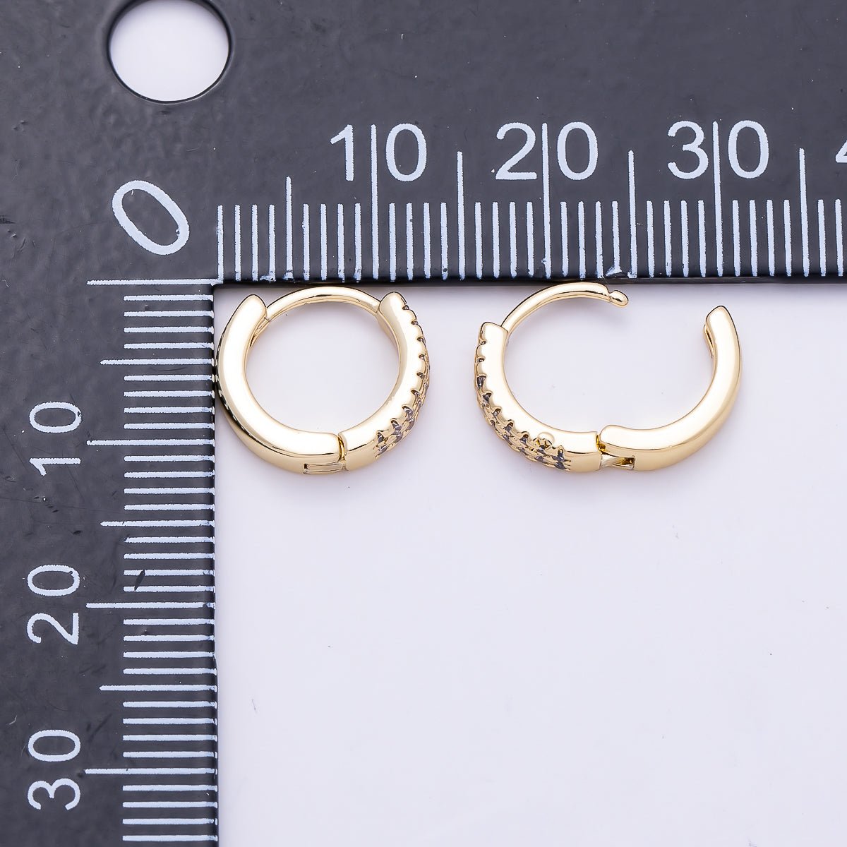 16K Gold Filled 12mm Micro Paved CZ Double Lined Cartilage Huggie