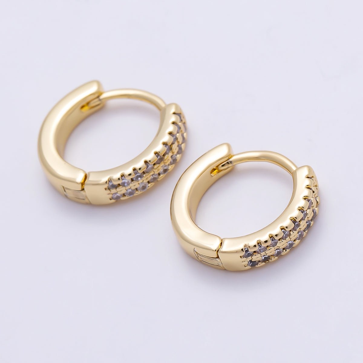 16K Gold Filled 12mm Micro Paved CZ Double Lined Cartilage Huggie