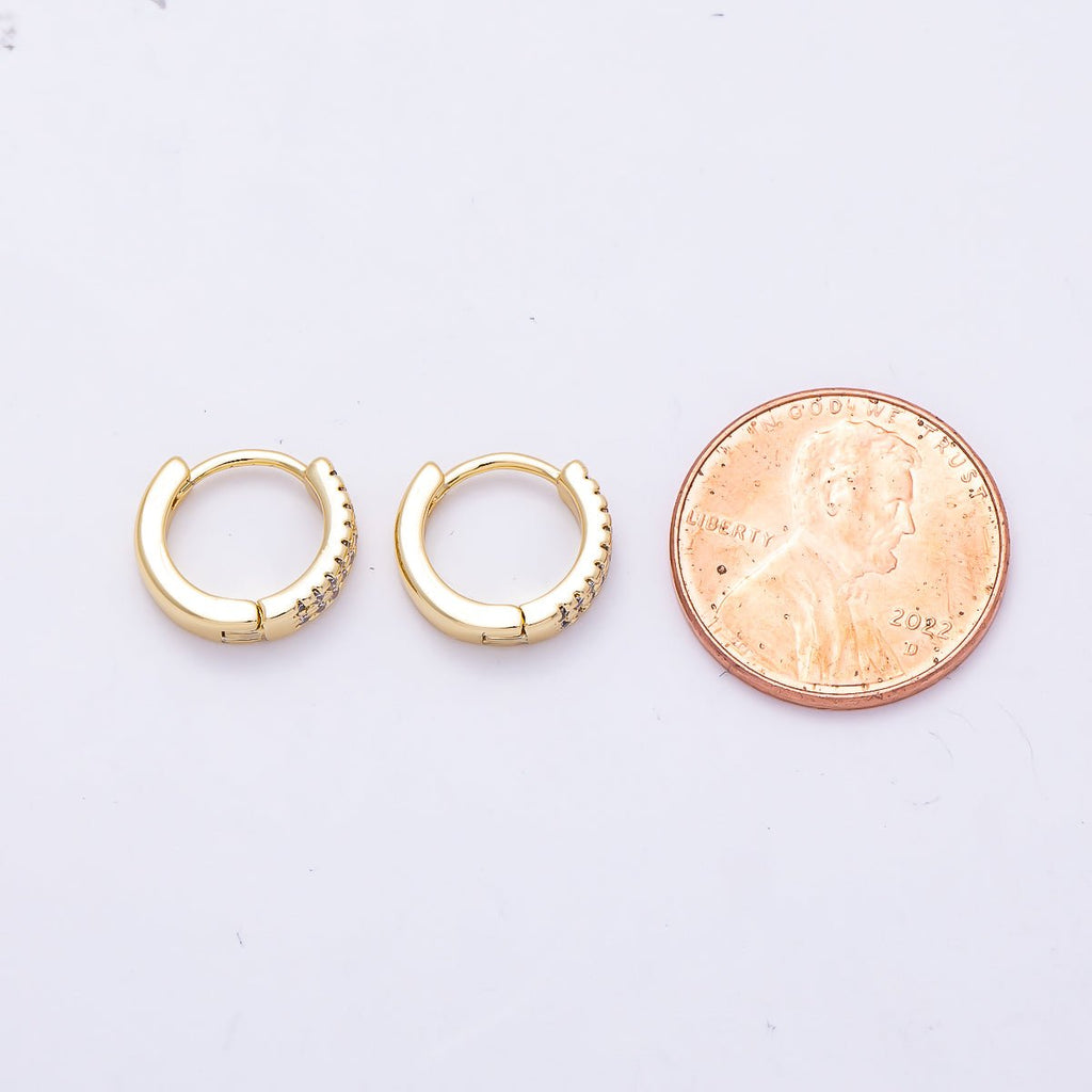 16K Gold Filled 12mm Micro Paved CZ Double Lined Cartilage Huggie