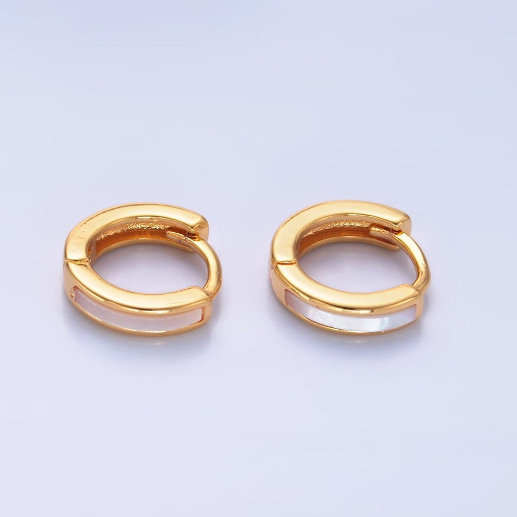 16K Gold Filled 12mm Shell Pearl Lined Cartilage Huggie Earrings