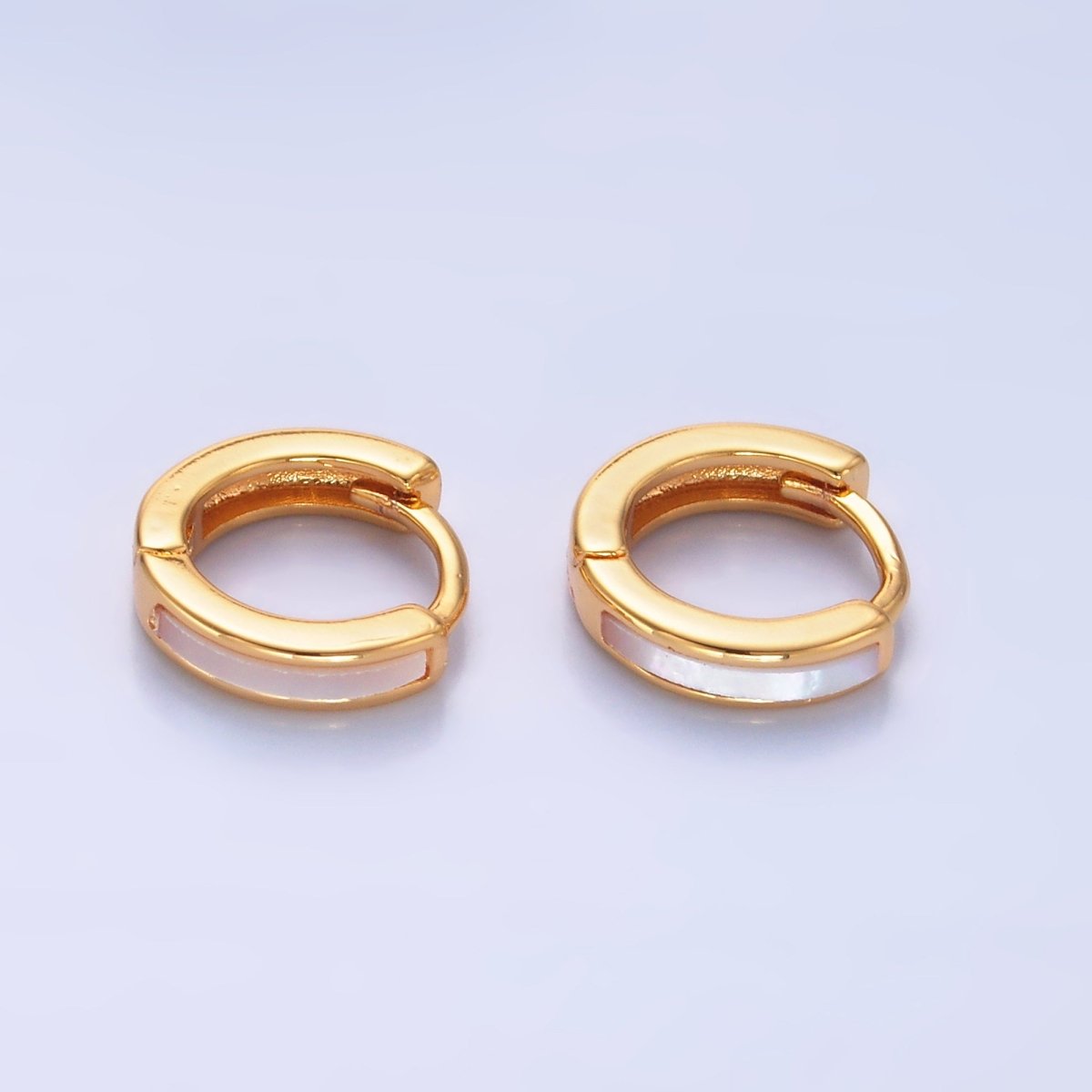16K Gold Filled 12mm Shell Pearl Lined Cartilage Huggie Earrings