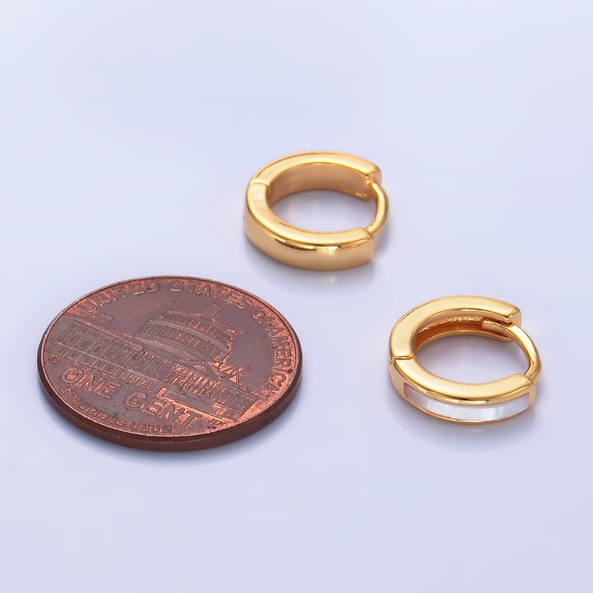 16K Gold Filled 12mm Shell Pearl Lined Cartilage Huggie Earrings
