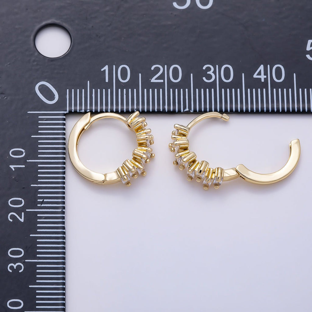 16K Gold Filled 14mm Clear CZ Baguette Cartilage Huggie