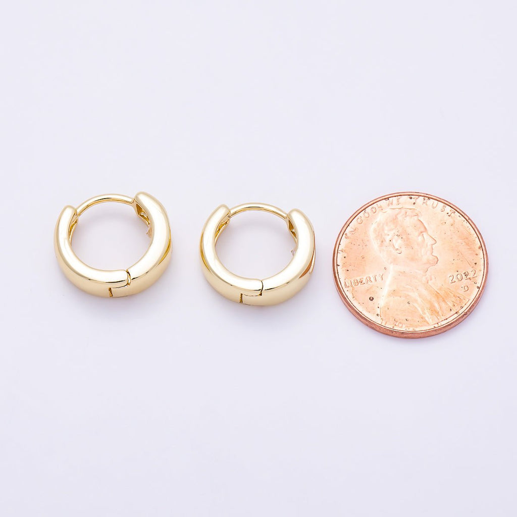 16K Gold Filled 14mm Clear Oval CZ Minimalist Dome Oblong Huggie