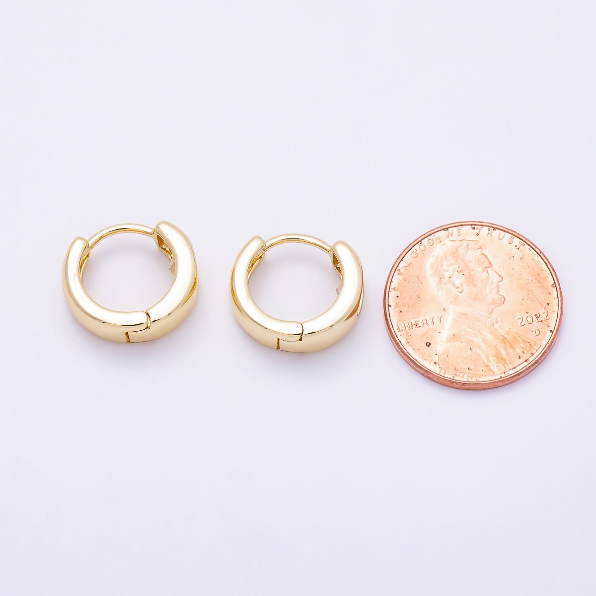 16K Gold Filled 14mm Clear Oval CZ Minimalist Dome Oblong Huggie