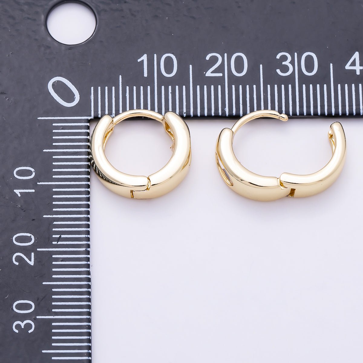 16K Gold Filled 14mm Clear Oval CZ Minimalist Dome Oblong Huggie
