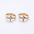 16K Gold Filled 17mm Clear CZ Religious Passion Cross Huggie Earrings