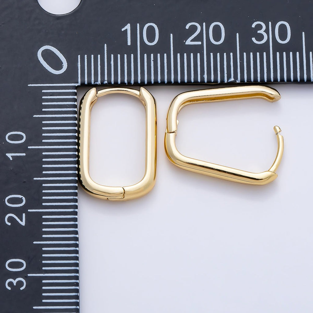 16K Gold Filled 18mm Minimalist Oblong Rectangle Hoop