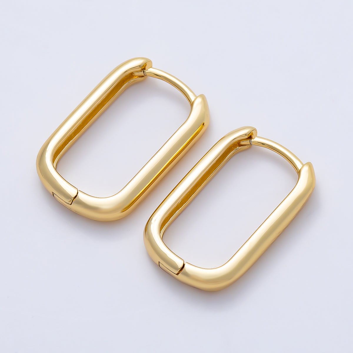 16K Gold Filled 18mm Minimalist Oblong Rectangle Hoop