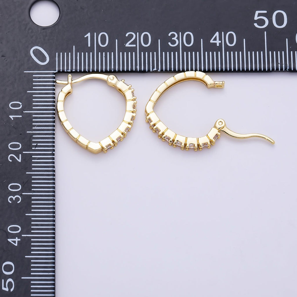 16K Gold Filled 19mm Micro Paved CZ V-Shape Latch Hoop