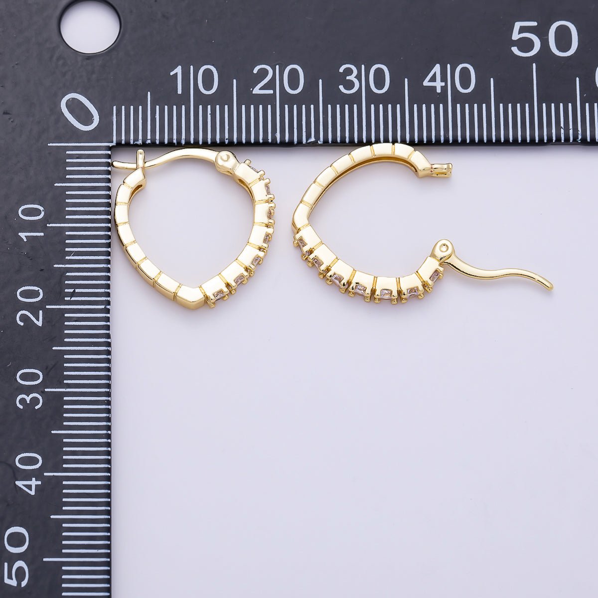 16K Gold Filled 19mm Micro Paved CZ V-Shape Latch Hoop