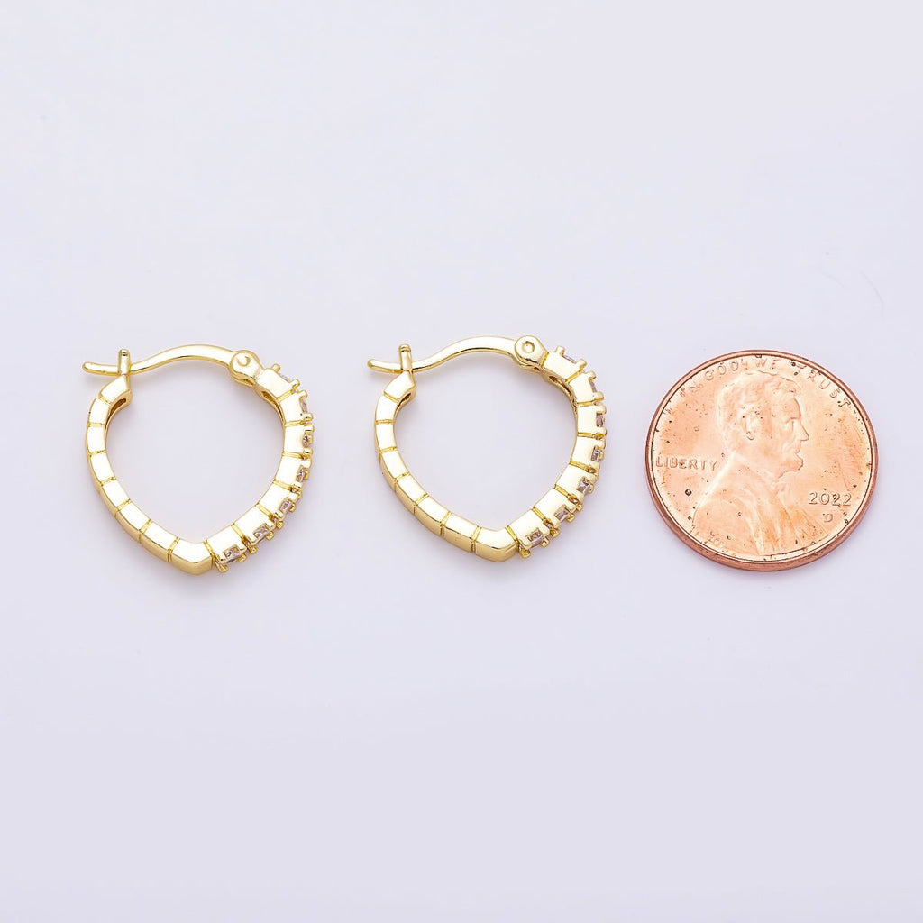 16K Gold Filled 19mm Micro Paved CZ V-Shape Latch Hoop