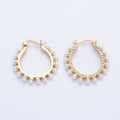 16K Gold Filled 24mm Shell Pearl Micro Paved CZ Latch Hoop