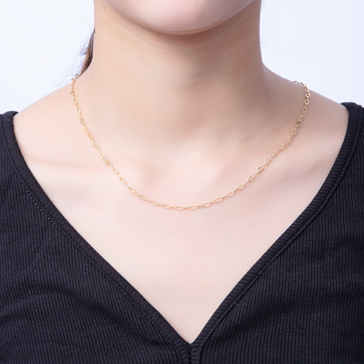 16K Gold Filled 2.5mm Minimalist Paperclip Chain 18 Inch, 20 Inch Necklace w. Extender