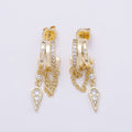 16K Gold Filled 29mm Clear Micro Paved CZ Spiked Chain Drop C-Shaped Hoop