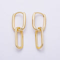 16K Gold Filled 30mm Minimalist Paperclip Oblong Chain Link Drop Hoop