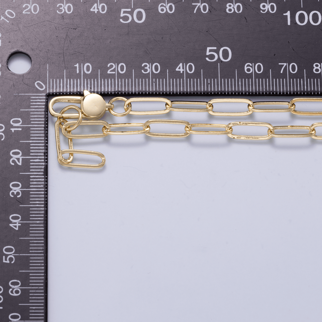 16K Gold Filled 5mm Minimalist Paperclip Lariat Chain 17 Inch Necklace