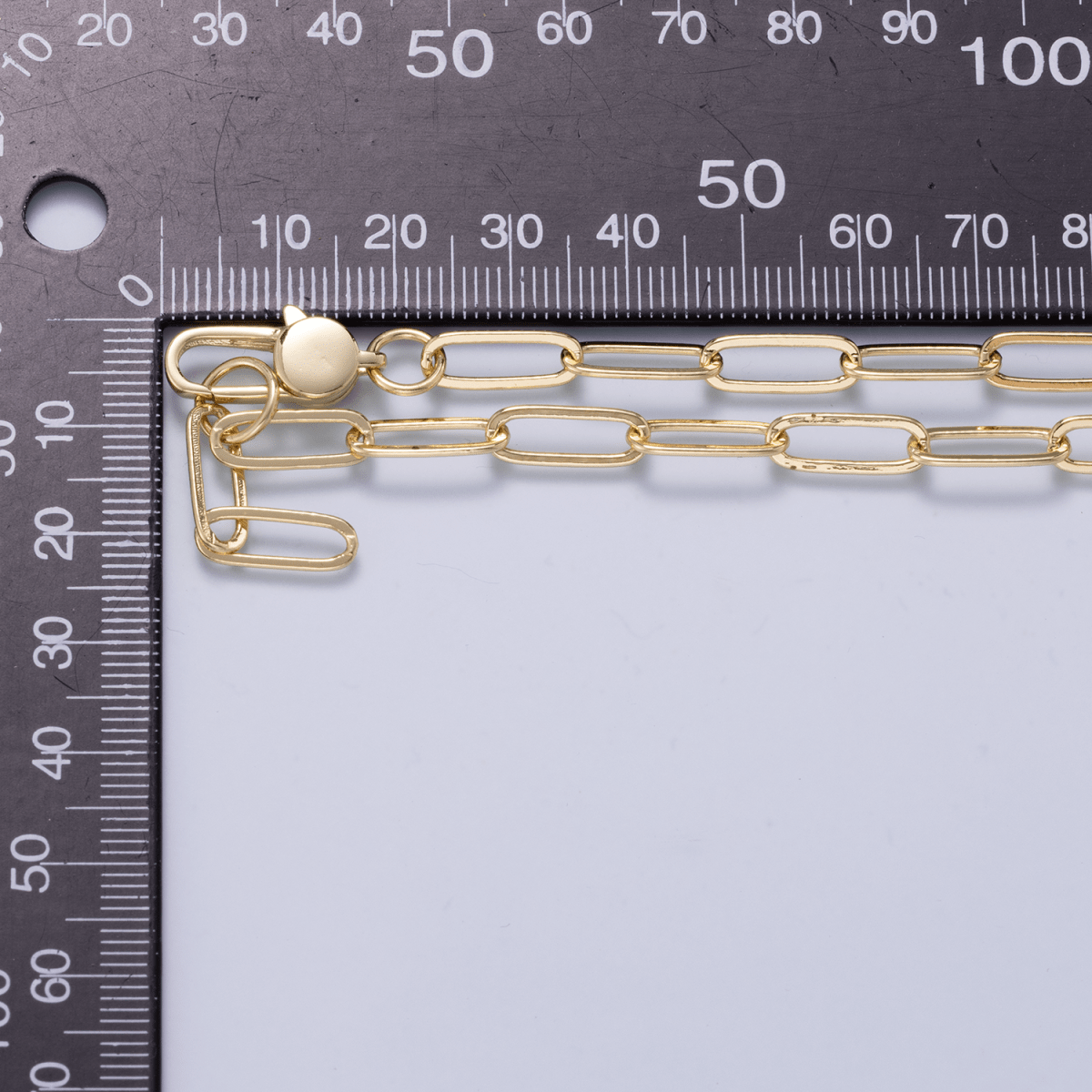 16K Gold Filled 5mm Minimalist Paperclip Lariat Chain 17 Inch Necklace