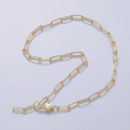 16K Gold Filled 5mm Minimalist Paperclip Lariat Chain 17 Inch Necklace