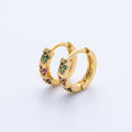 18K Gold Filled 13mm Multicolor Micro Paved CZ Flower Huggie Earrings