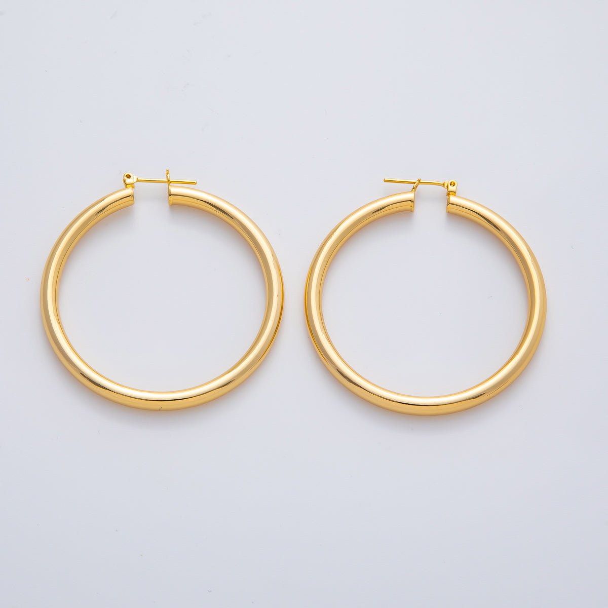 18K Gold Filled 50mm Minimalist Band Latch Hoop Earrings