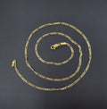 24K Gold Filled 2mm Minimalist Figaro Chain 20 Inch Necklace