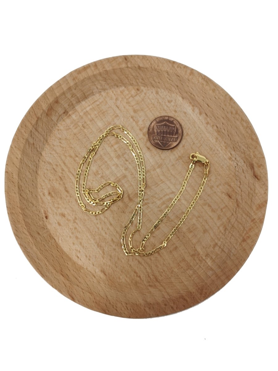 24K Gold Filled 2mm Minimalist Figaro Chain 20 Inch Necklace