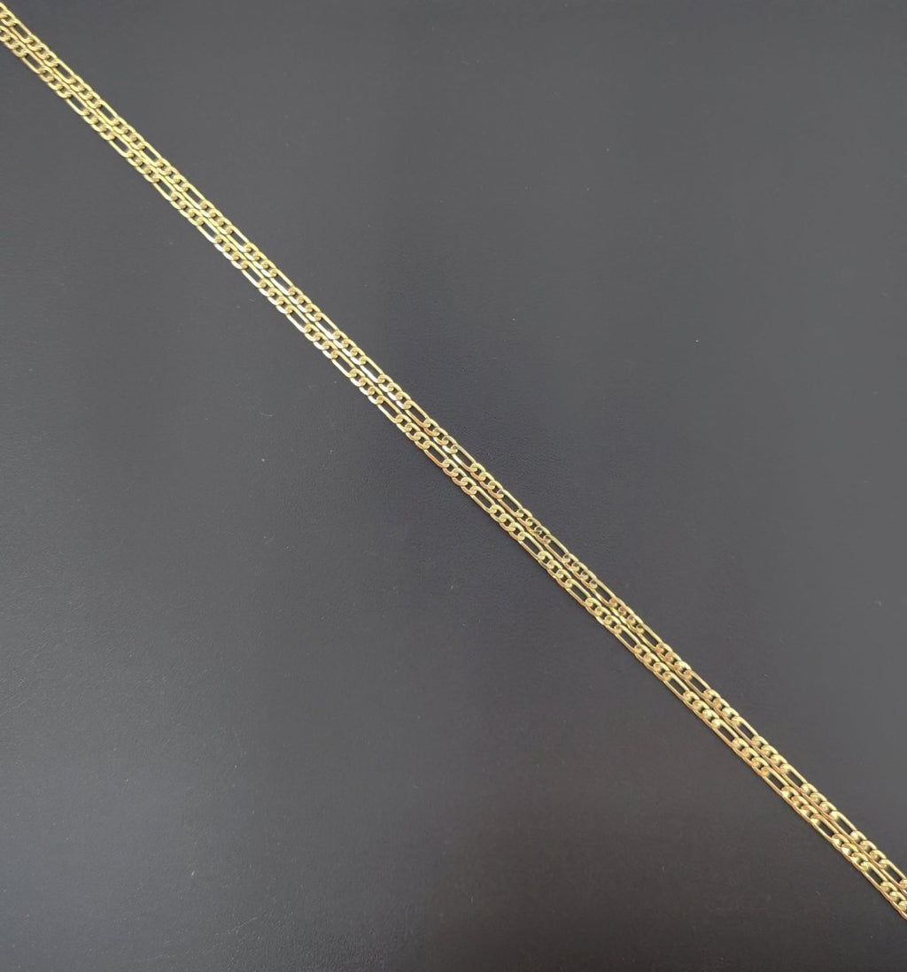 24K Gold Filled 2mm Minimalist Figaro Chain 20 Inch Necklace