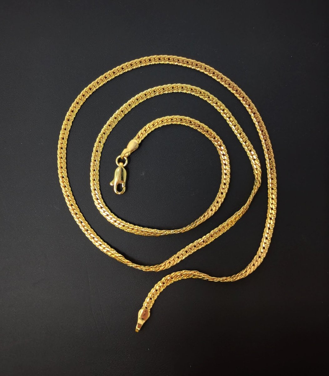 1pc 19.8' Ready to Use 24K Gold Herringbone Necklace Chain, Layering Chain Dainty Necklace