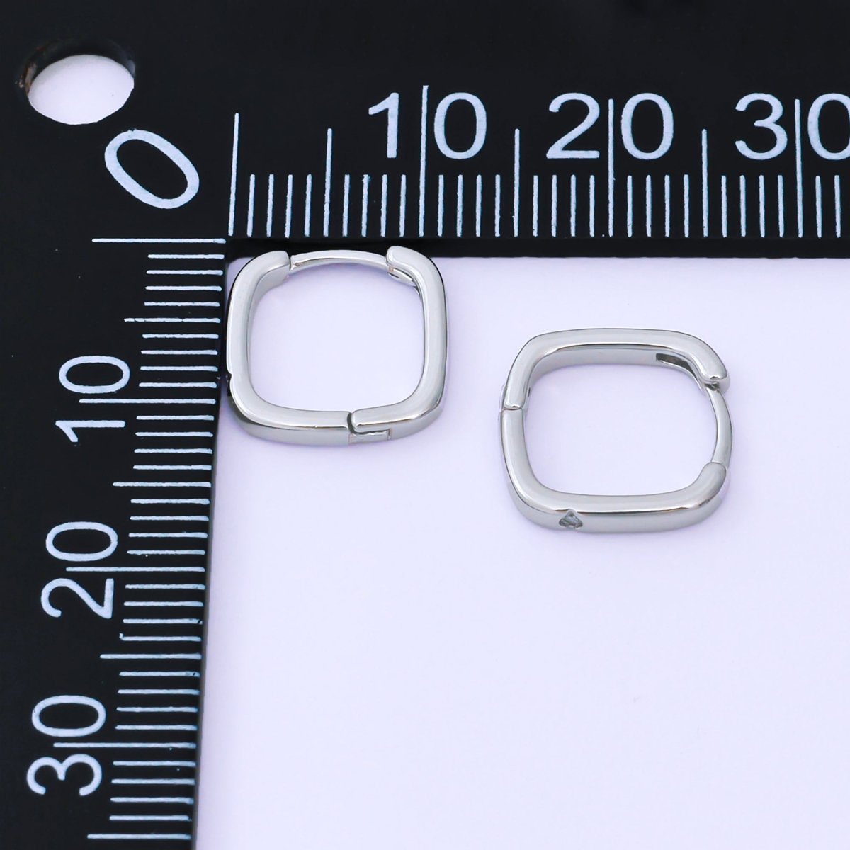 24K Gold Filled 12mm Clear CZ Square Cartilage Huggie Earrings in Gold & Silver