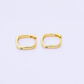 24K Gold Filled 12mm Clear CZ Square Cartilage Huggie Earrings in Gold & Silver