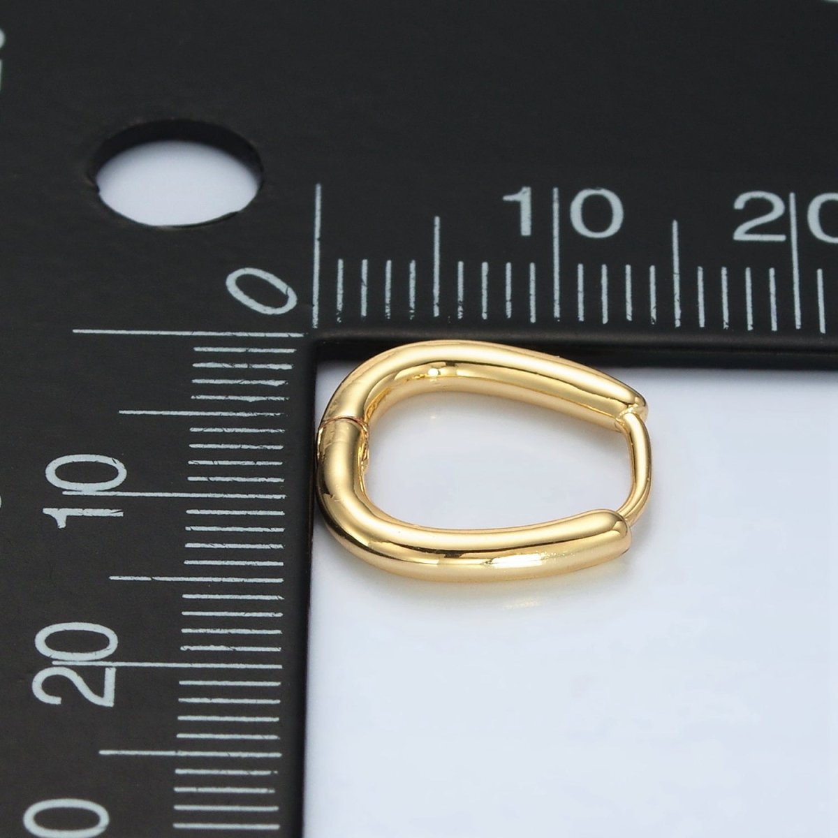24K Gold Filled 15mm U-Shaped Oval Minimalist Huggie Earrings