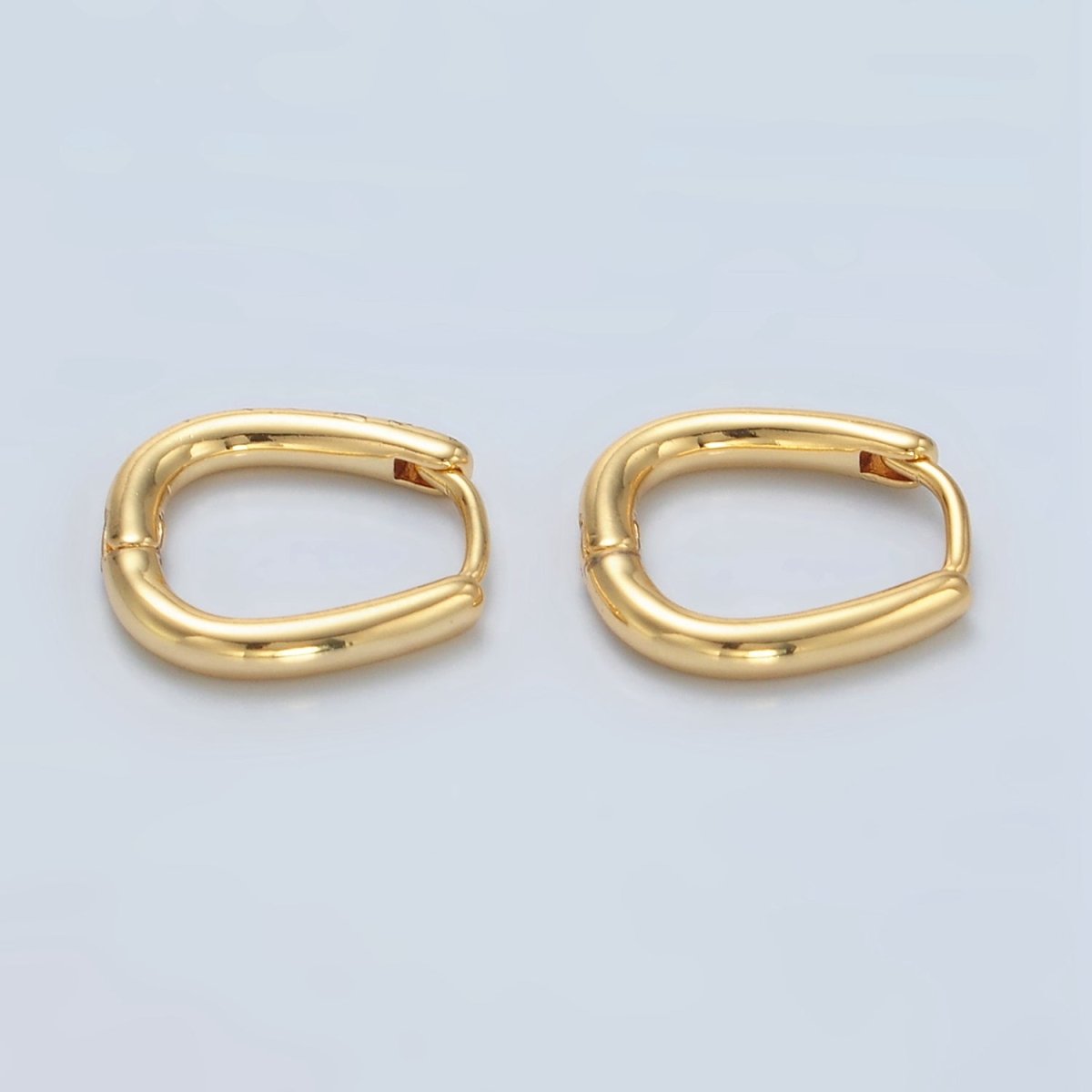 24K Gold Filled 15mm U-Shaped Oval Minimalist Huggie Earrings