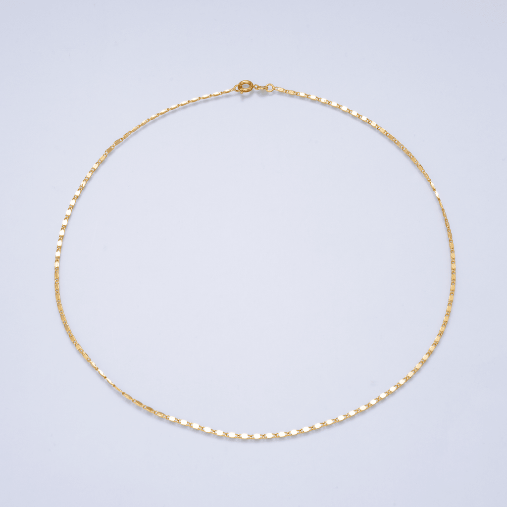 24K Gold Filled 1.63mm Minimalist Mariner Link Chain 17.7 Inch Necklace