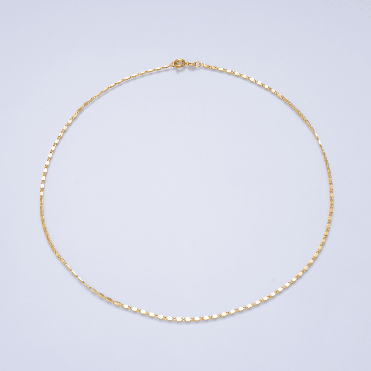 24K Gold Filled 1.63mm Minimalist Mariner Link Chain 17.7 Inch Necklace